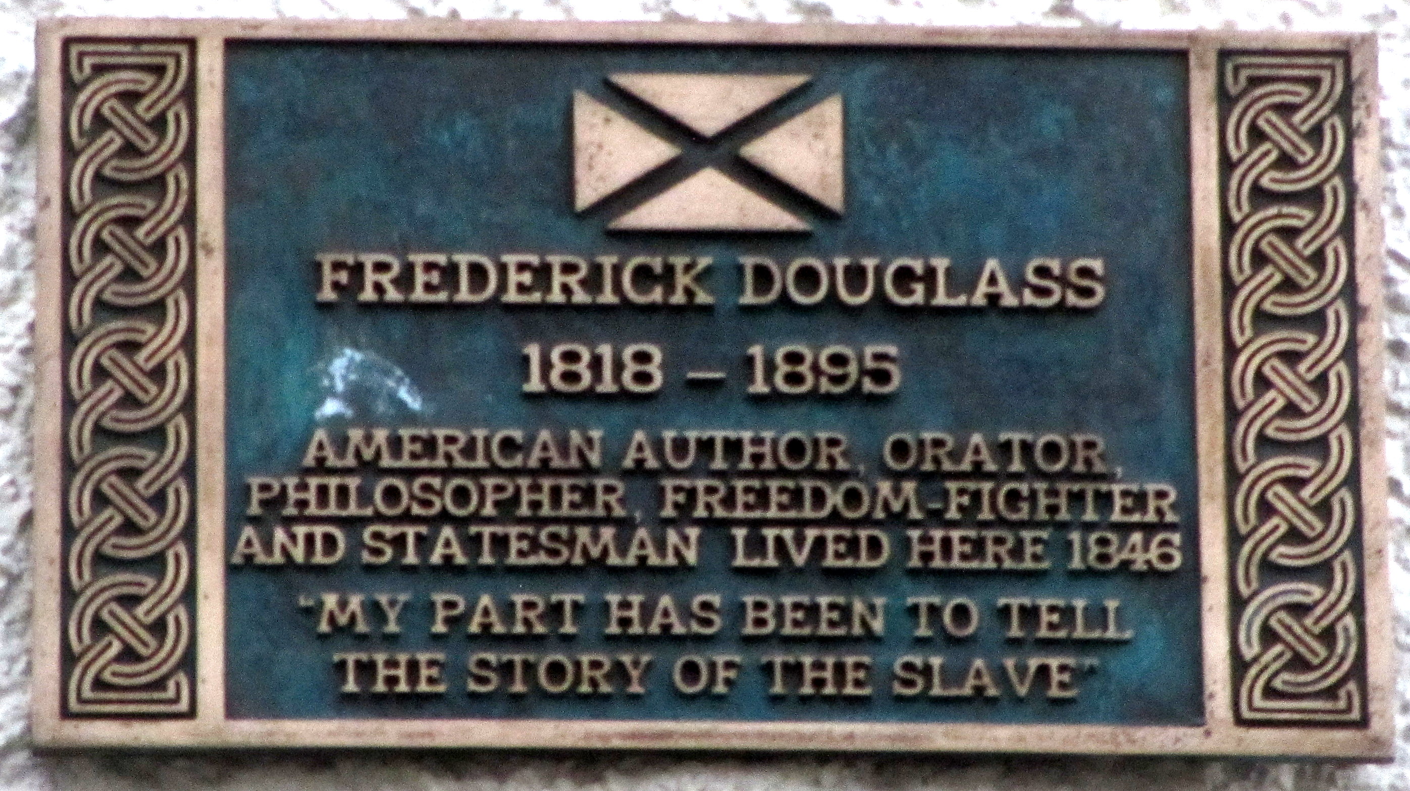 Plaque marking the place Frederick Douglass stayed in Edinburgh