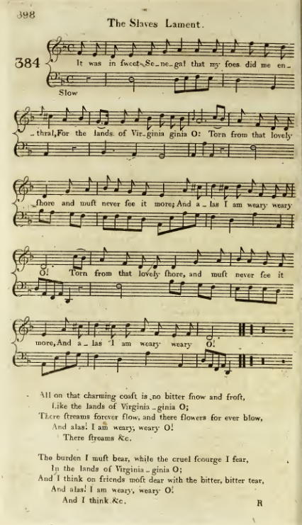 The Slave's Lament: words and music from first printed edition